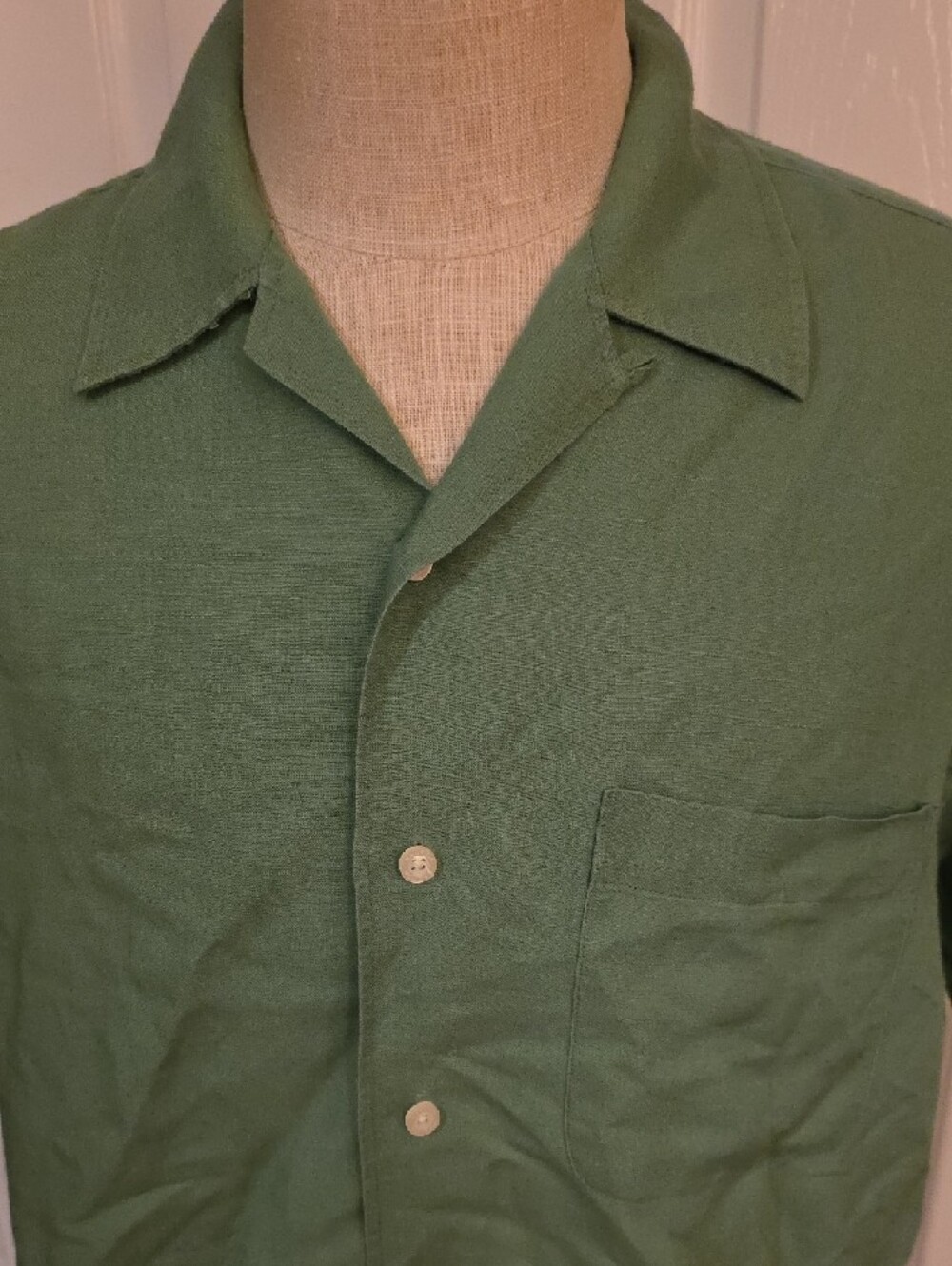 Nautica Button-Down Linen Sage Green Short-Sleeved Men's Shirt - Size Large - Picture 2 of 11